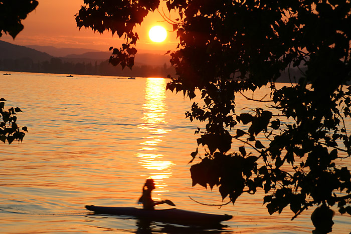 Sonnenuntergang Mettnau Radolfzell Wassersport