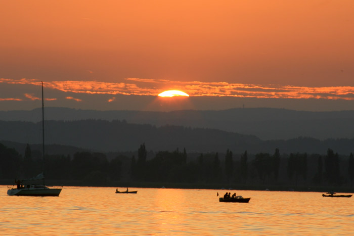 Sonnenuntergang Mettnau Radolfzell Wassersport