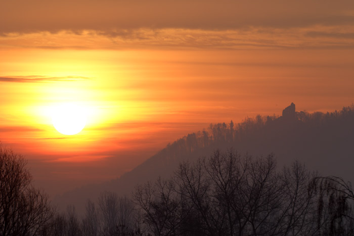 Sonnenaufgang Ruine Altbodman Morgendmmerung Wahlwies