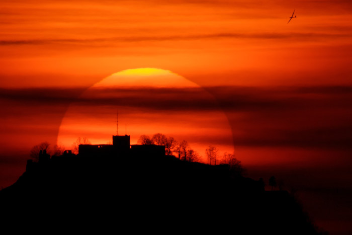 Sonnenuntergang Segelflugzeug